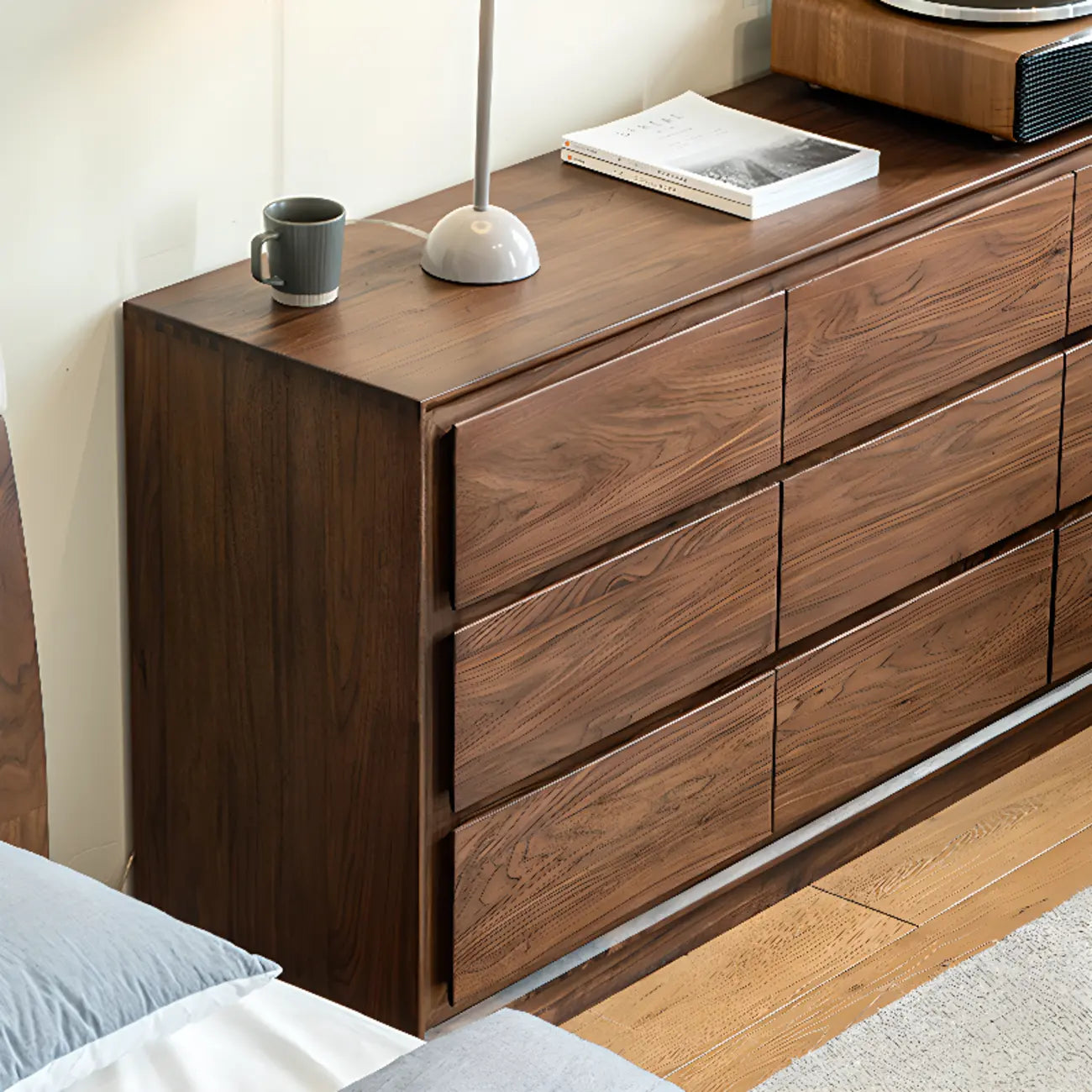 Commode double élégante en bois massif avec 9 tiroirs pour chambre à coucher