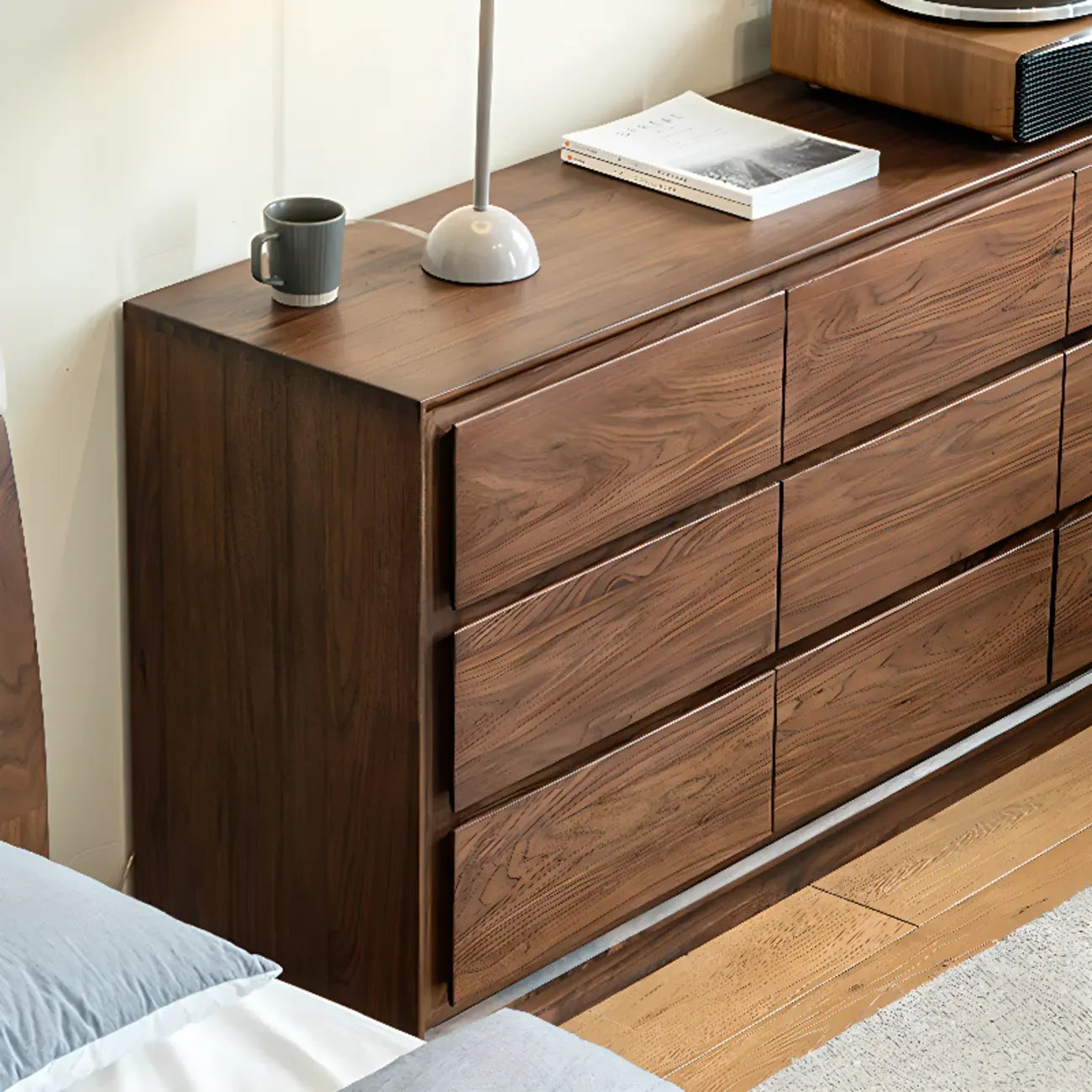 Commode double élégante en bois massif avec 9 tiroirs pour chambre à coucher
