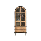 Vitrine élégante en bois et métal incurvée pour cuisine