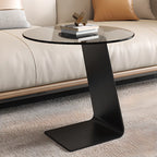 Table d'appoint ronde en verre en forme de C pour salon
