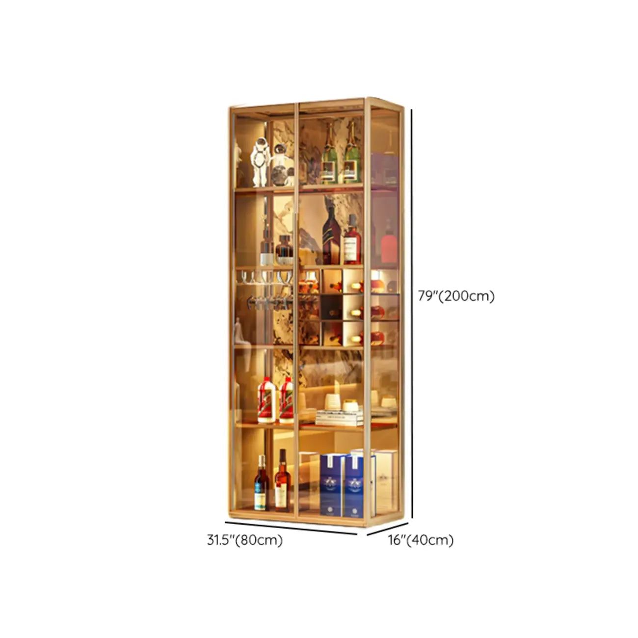 Vitrine de luxe à plusieurs niveaux en verre beige avec éclairage