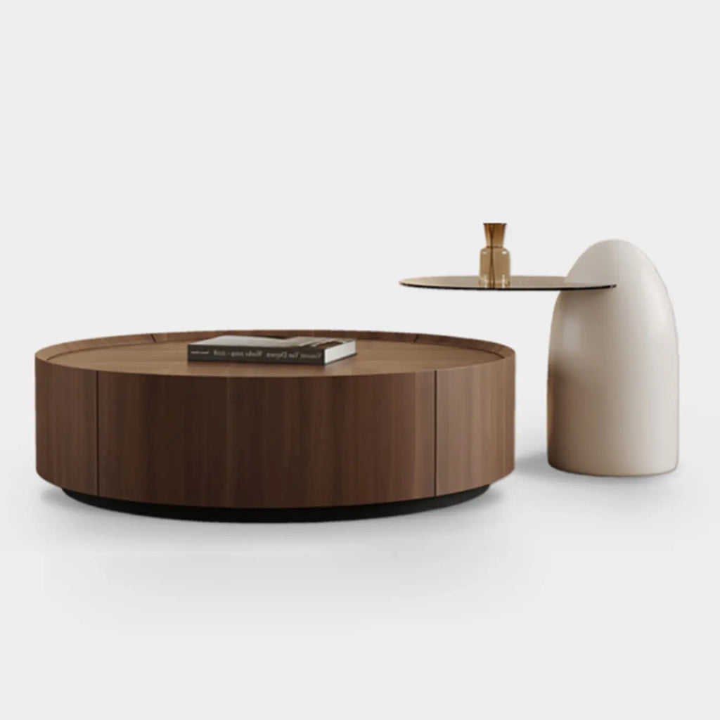 Table basse moderne en bois avec plateau et rangement