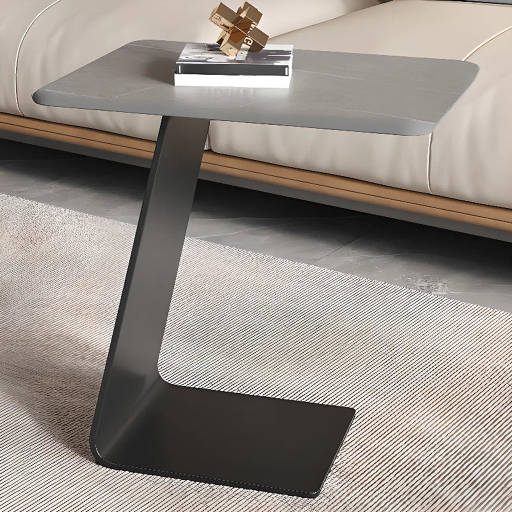 Table d'appoint ronde en verre en forme de C pour salon
