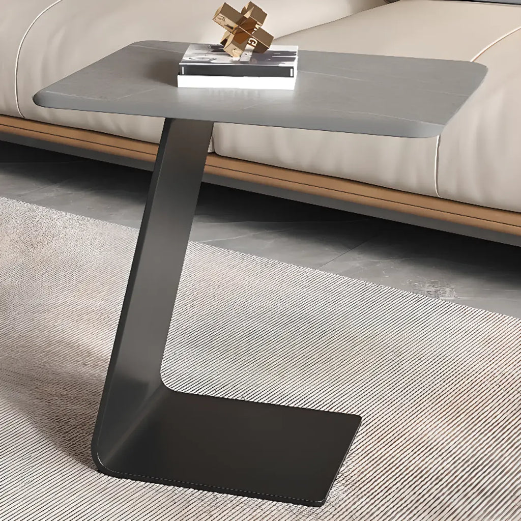 Table d'appoint ronde en verre en forme de C pour salon
