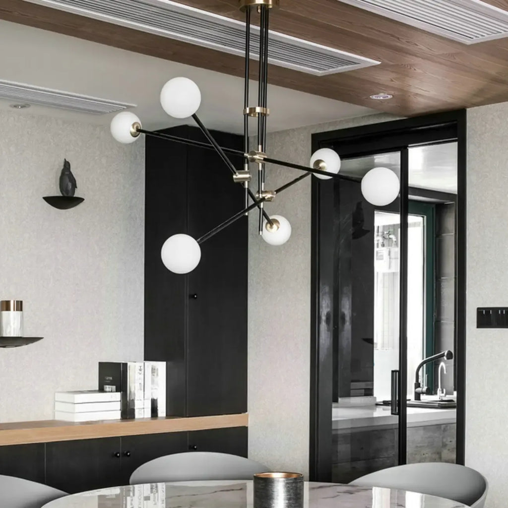 Lampadario Sputnik Industriale Nero a 6 Luci