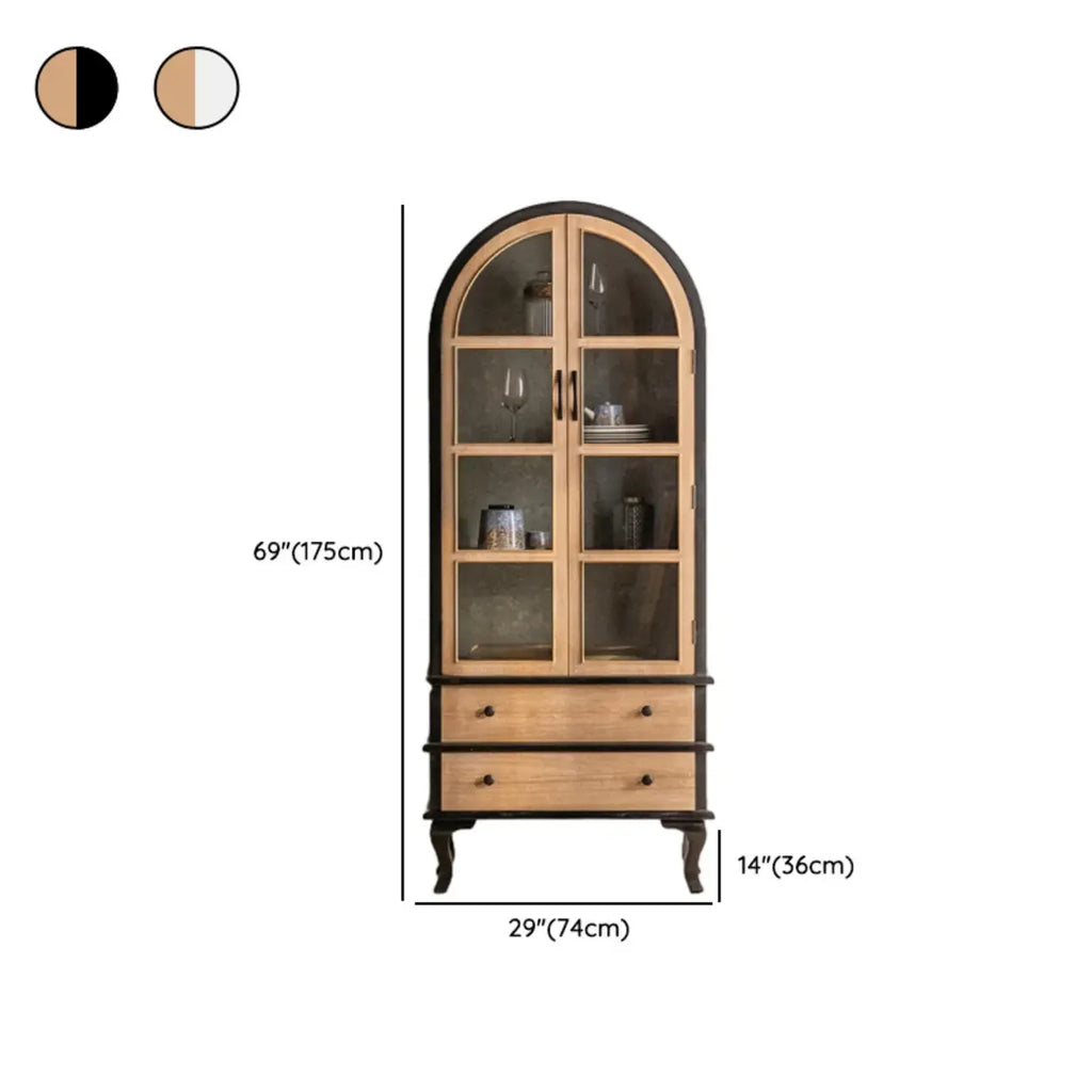 Vitrine élégante en bois et métal incurvée pour cuisine