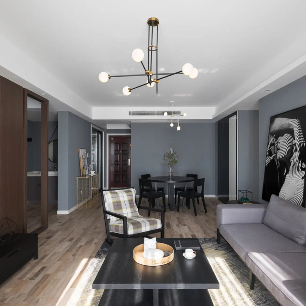 Lampadario Sputnik Industriale Nero a 6 Luci
