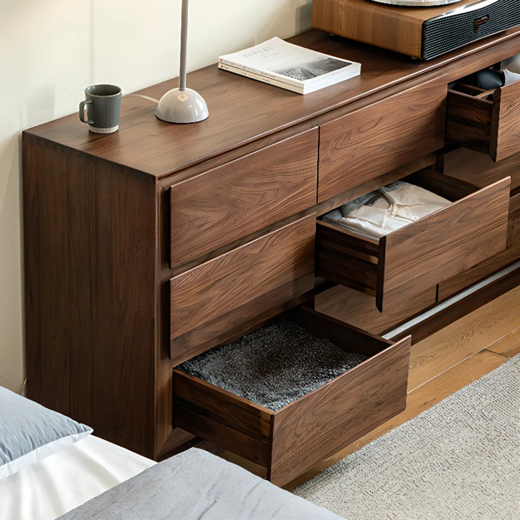 Commode double élégante en bois massif avec 9 tiroirs pour chambre à coucher