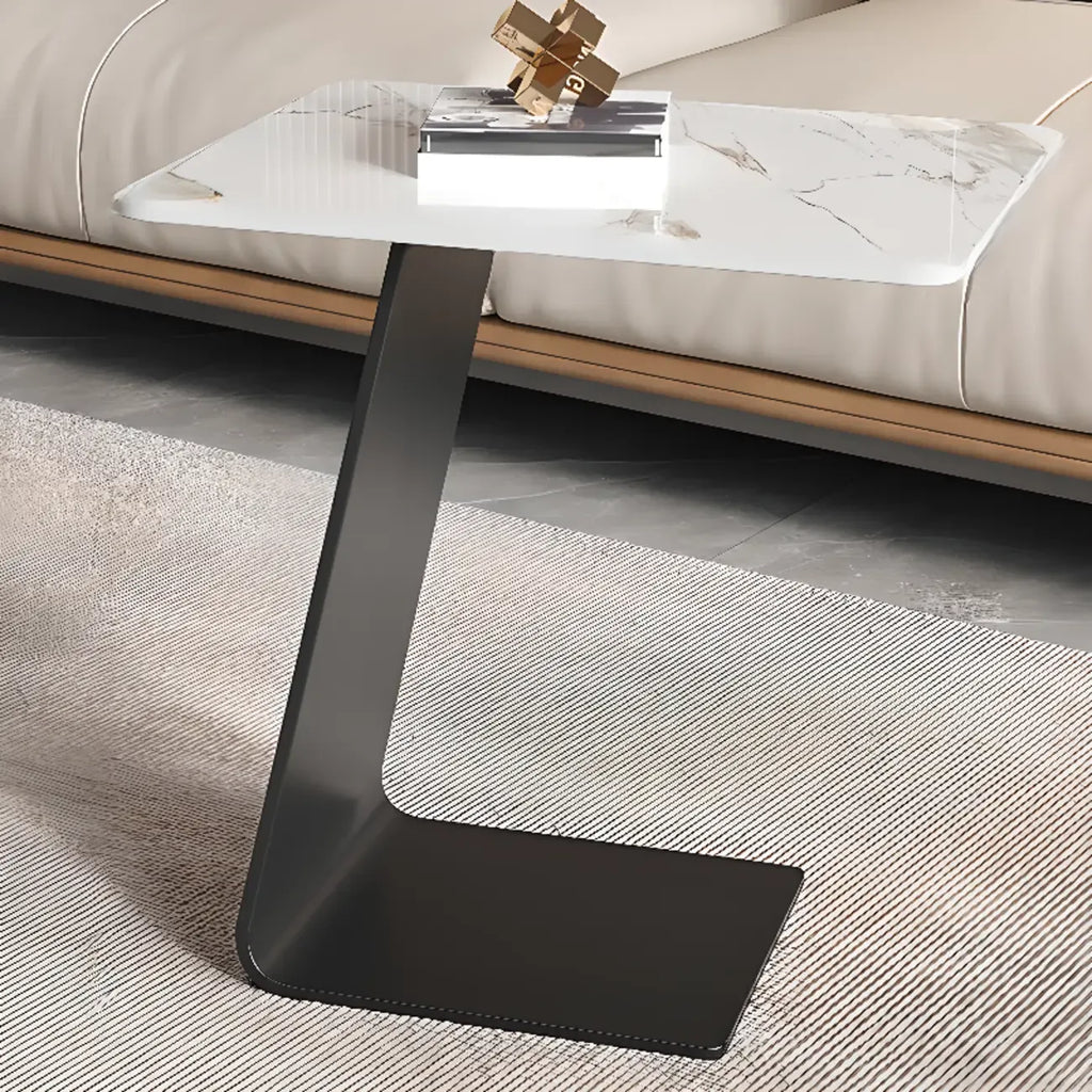 Table d'appoint ronde en verre en forme de C pour salon