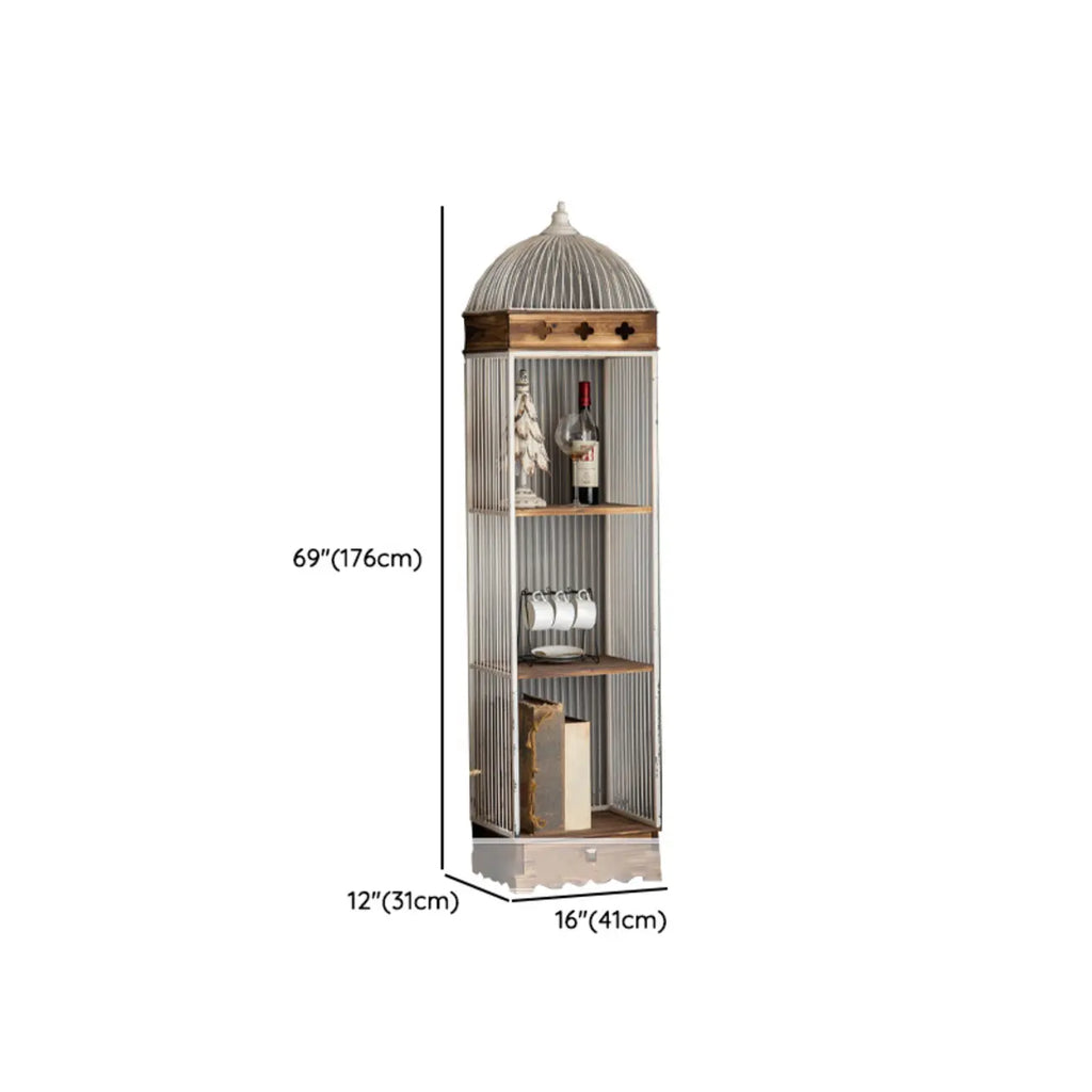 Vitrine élégante en bois et métal incurvée pour cuisine