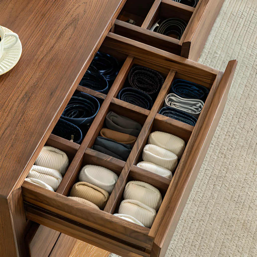 Commode double élégante en bois massif avec 9 tiroirs pour chambre à coucher