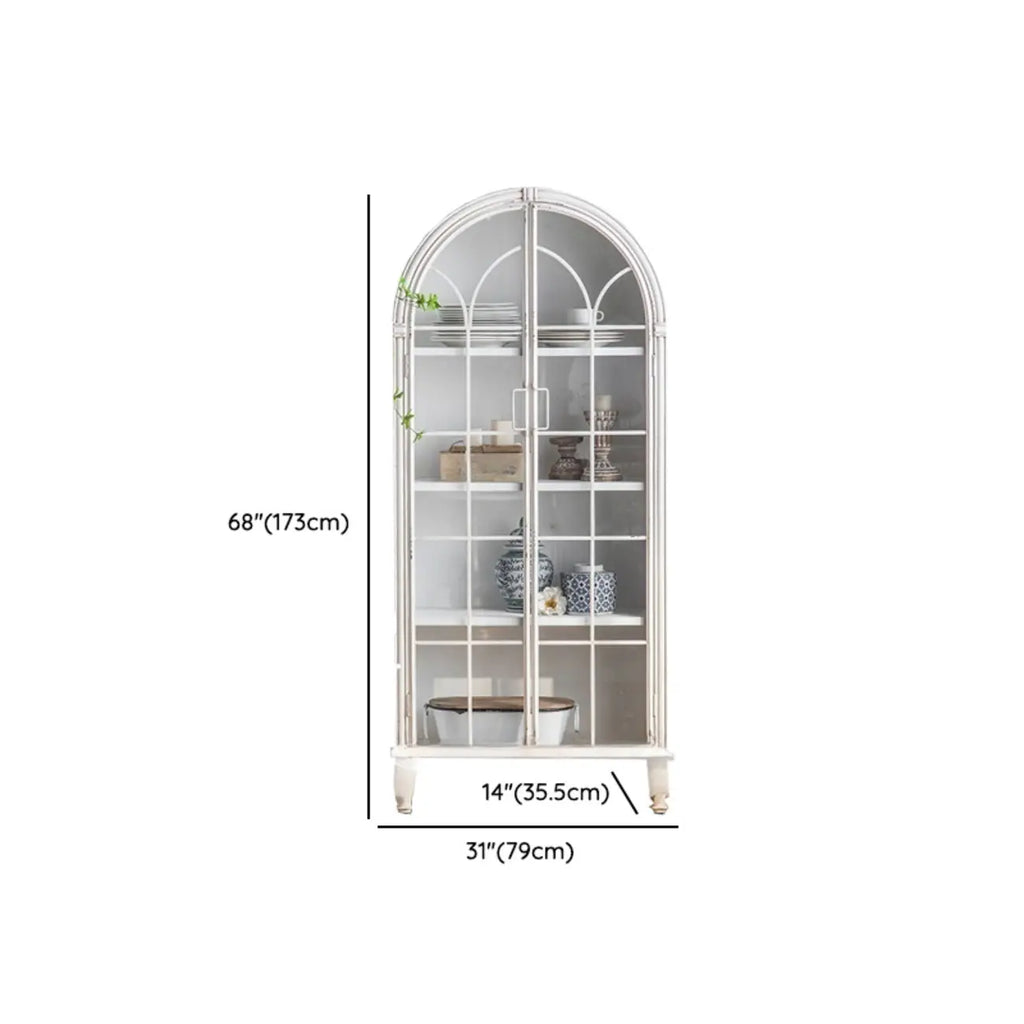 Vitrine élégante en bois et métal incurvée pour cuisine