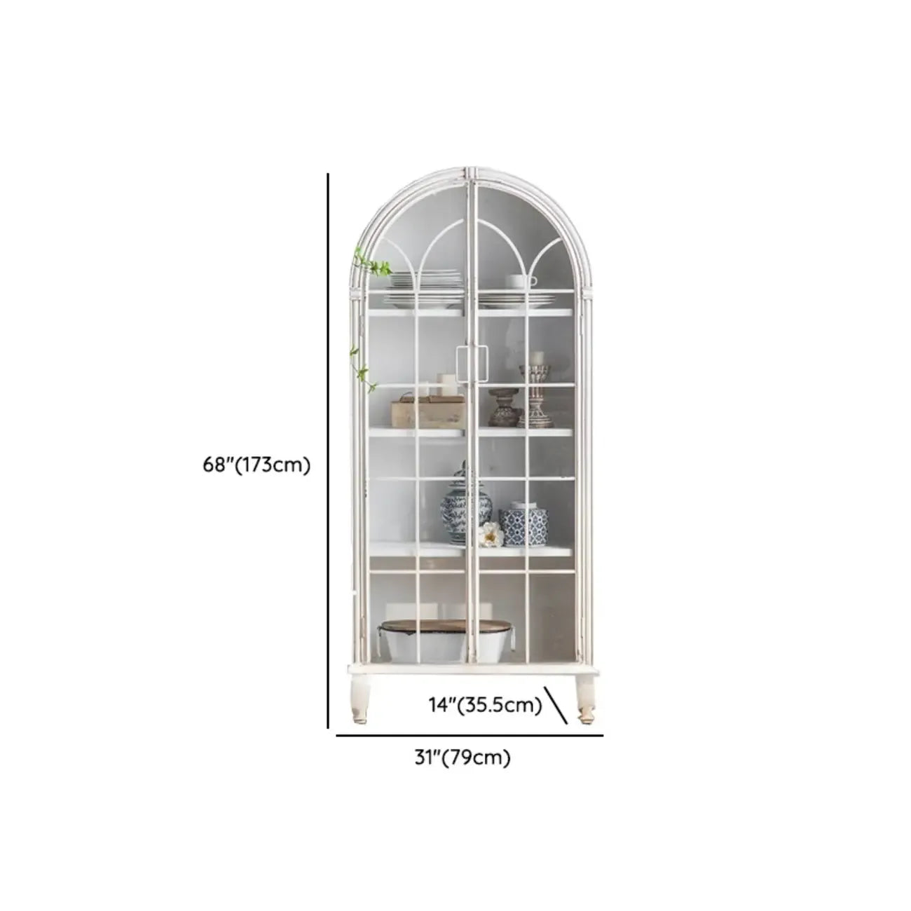 Vitrine élégante en bois et métal incurvée pour cuisine