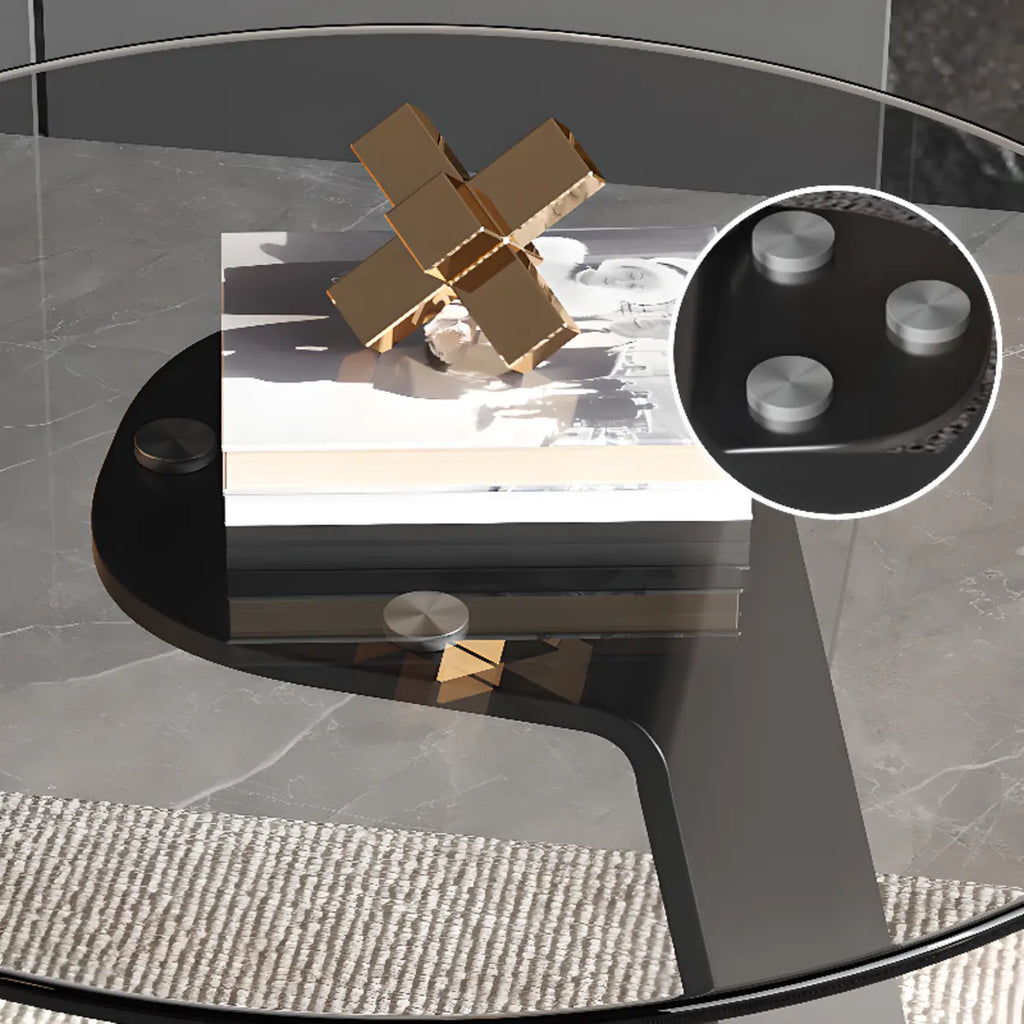 Table d'appoint ronde en verre en forme de C pour salon