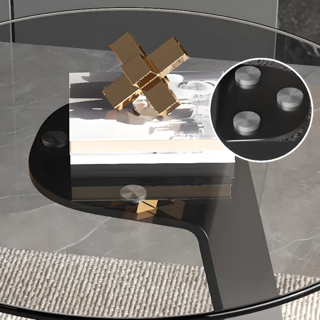 Table d'appoint ronde en verre en forme de C pour salon
