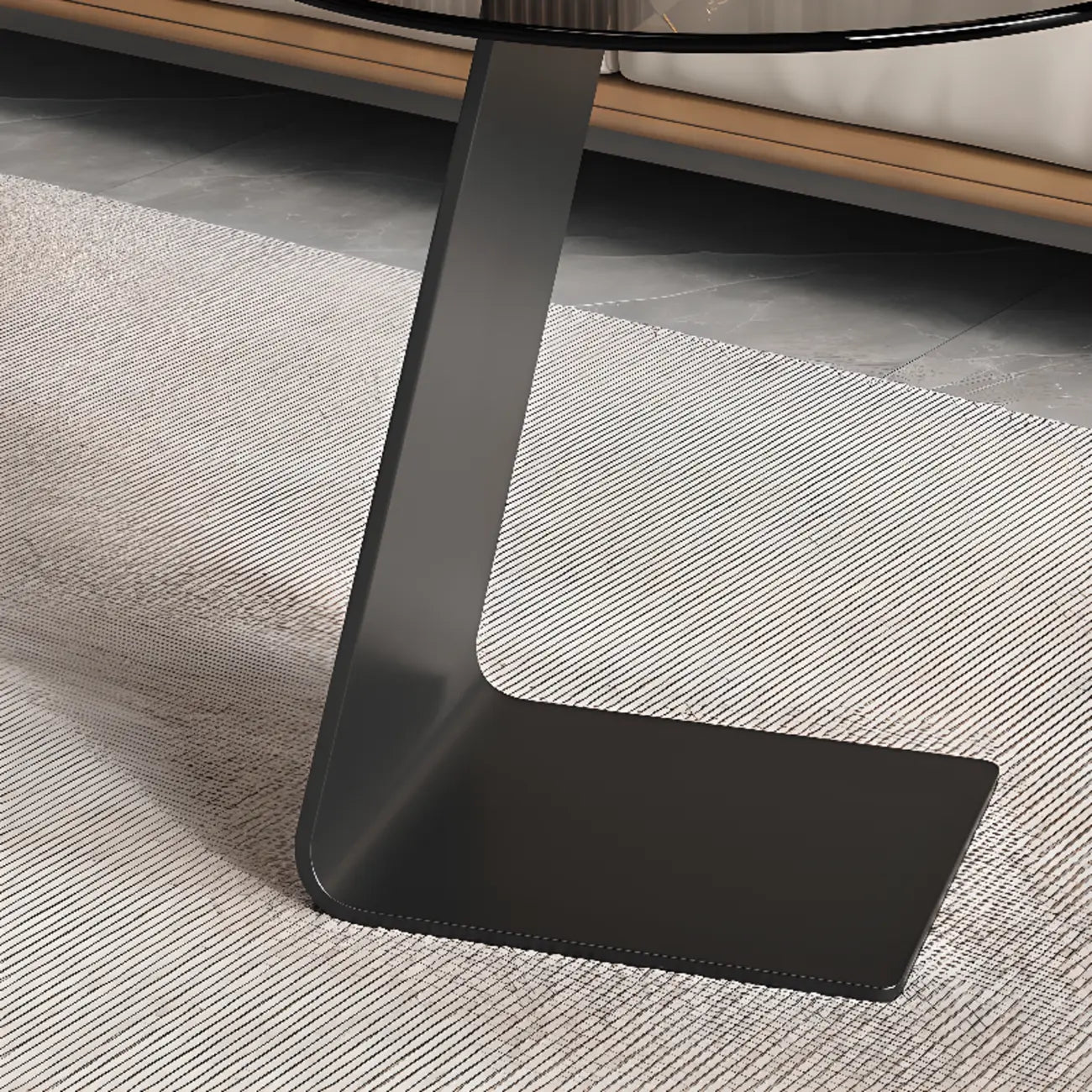 Table d'appoint ronde en verre en forme de C pour salon