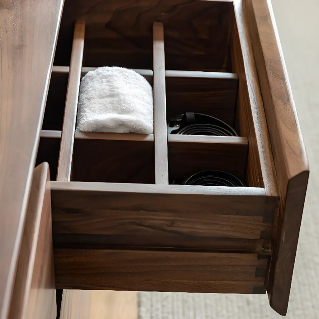 Commode double élégante en bois massif avec 9 tiroirs pour chambre à coucher