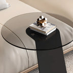 Table d'appoint ronde en verre en forme de C pour salon