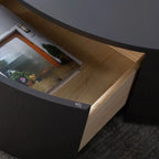 Table basse gigogne moderne noire à plateau rond avec rangement