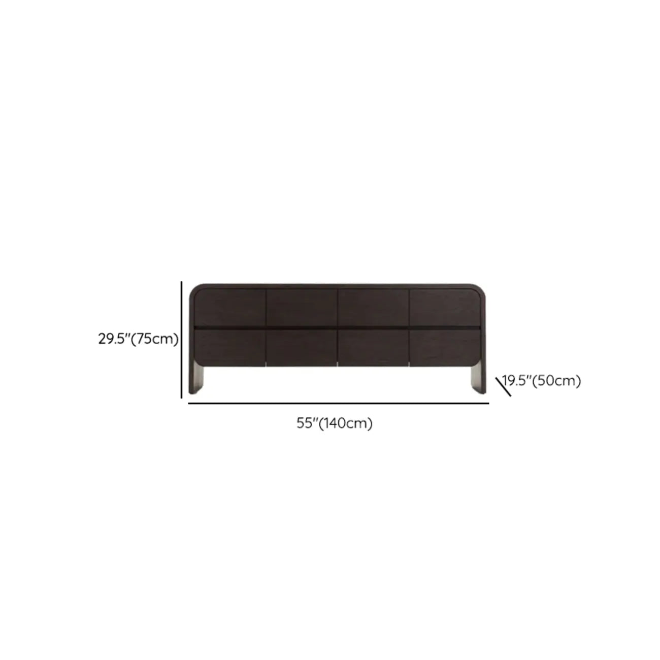 Comò elegante in legno da 19.5"L con 8 cassetti per camera da letto
