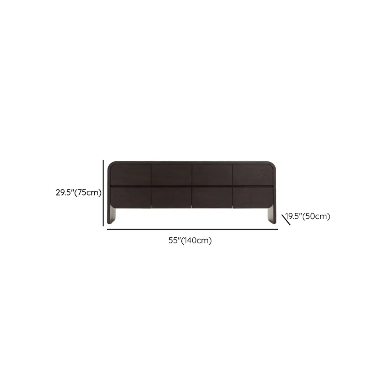 Comò elegante in legno da 19.5"L con 8 cassetti per camera da letto