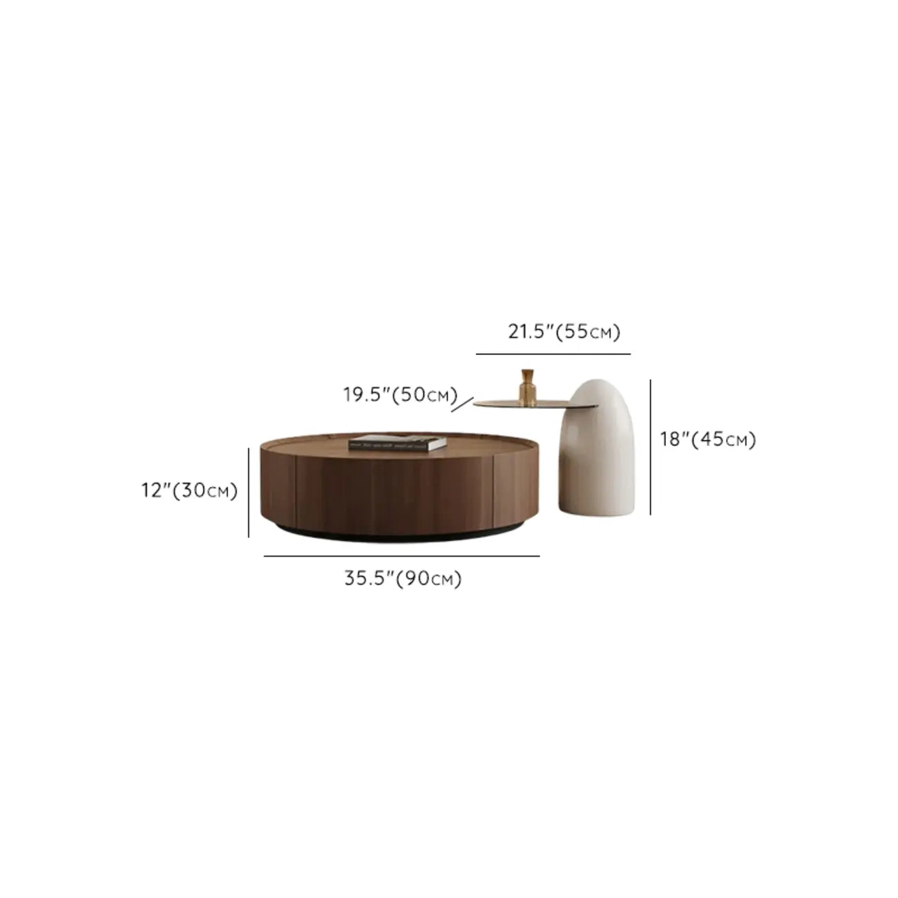 Table basse moderne en bois avec plateau et rangement