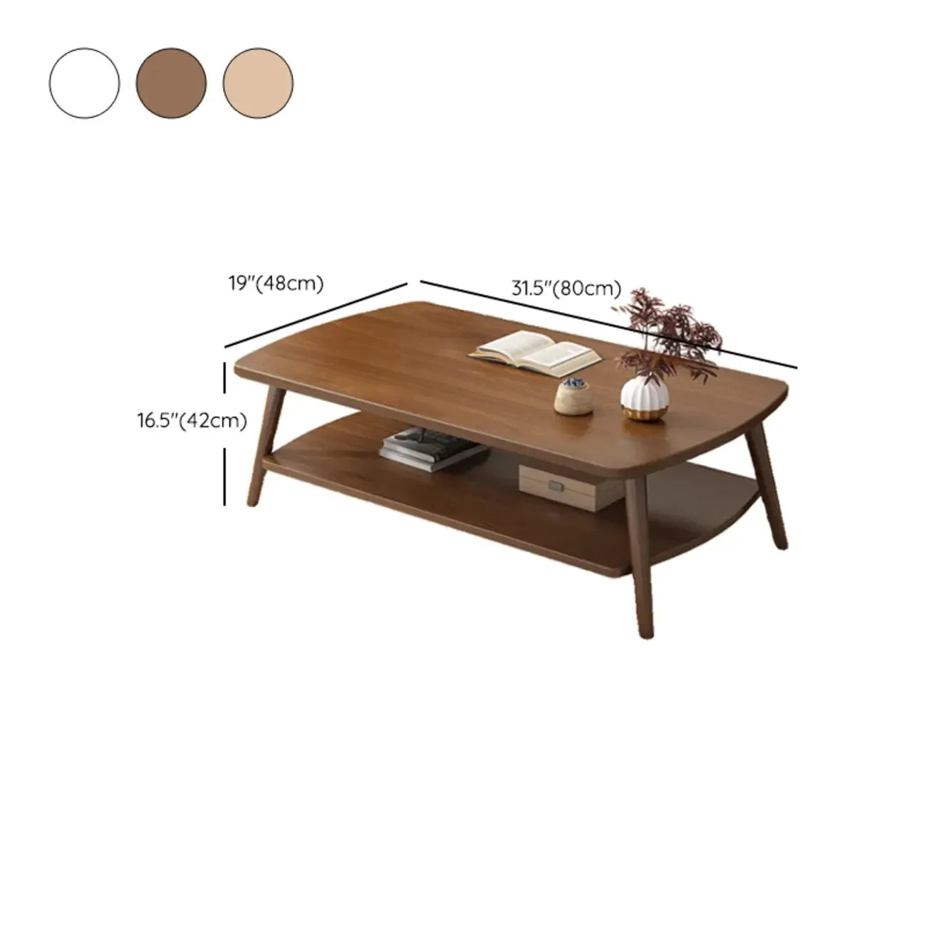 Tavolino da Caffè in Legno Scandinavo a 2 Livelli con Design Salvaspazio