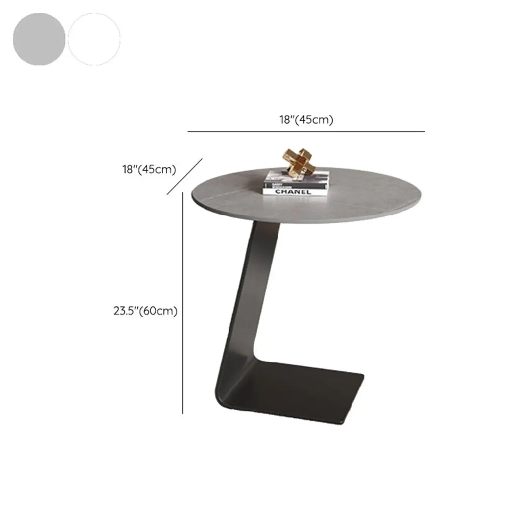 Table d'appoint ronde en verre en forme de C pour salon