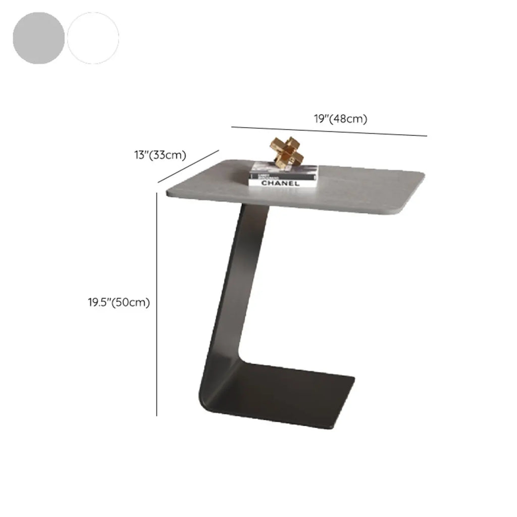Table d'appoint ronde en verre en forme de C pour salon