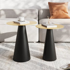 Table d'appoint ronde moderne en métal noir pour salon