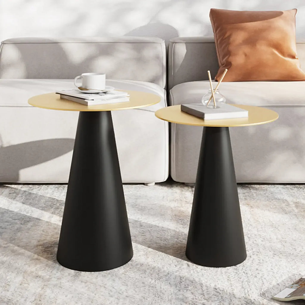 Table d'appoint ronde moderne en métal noir pour salon
