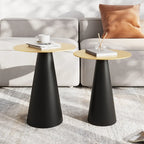 Table d'appoint ronde moderne en métal noir pour salon
