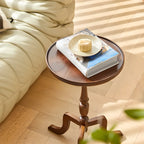 Table d'appoint ronde tripode en bois avec plateau pour salon
