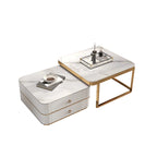 Ensemble de 2 tables basses gigognes blanches modernes avec rangement