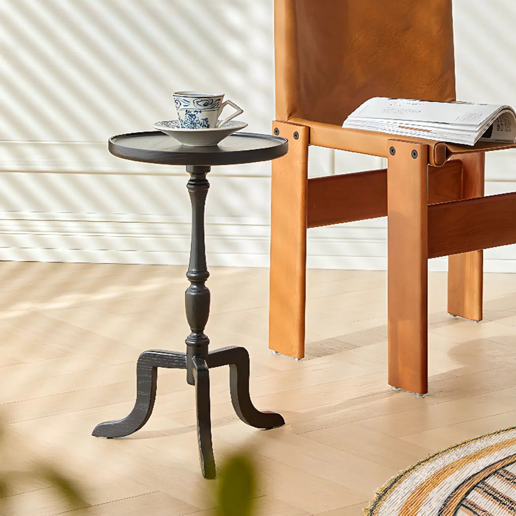 Table d'appoint ronde tripode en bois avec plateau pour salon