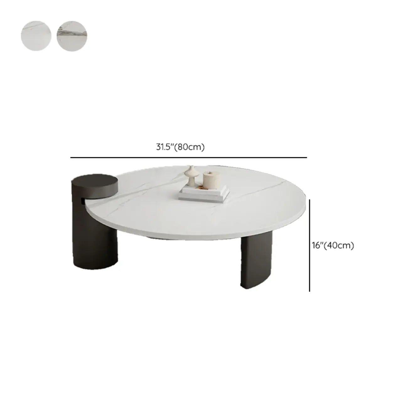 Ensemble de tables basses gigognes rondes en marbre au design moderne