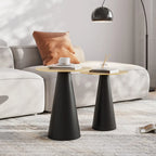 Table d'appoint ronde moderne en métal noir pour salon