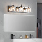 Applique murale de salle de bain vintage à 4 ampoules avec abat-jour en nickel brossé