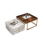 Ensemble de 2 tables basses gigognes blanches modernes avec rangement