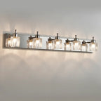 Applique murale de salle de bain vintage à 4 ampoules avec abat-jour en nickel brossé