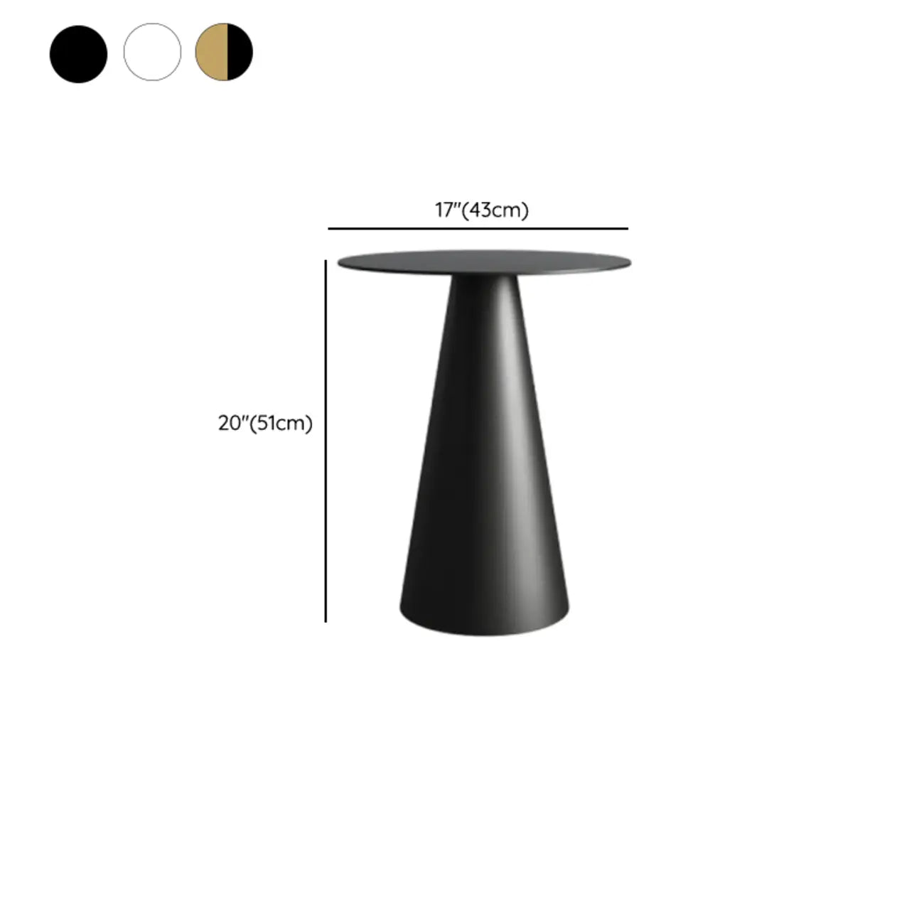 Table d'appoint ronde moderne en métal noir pour salon