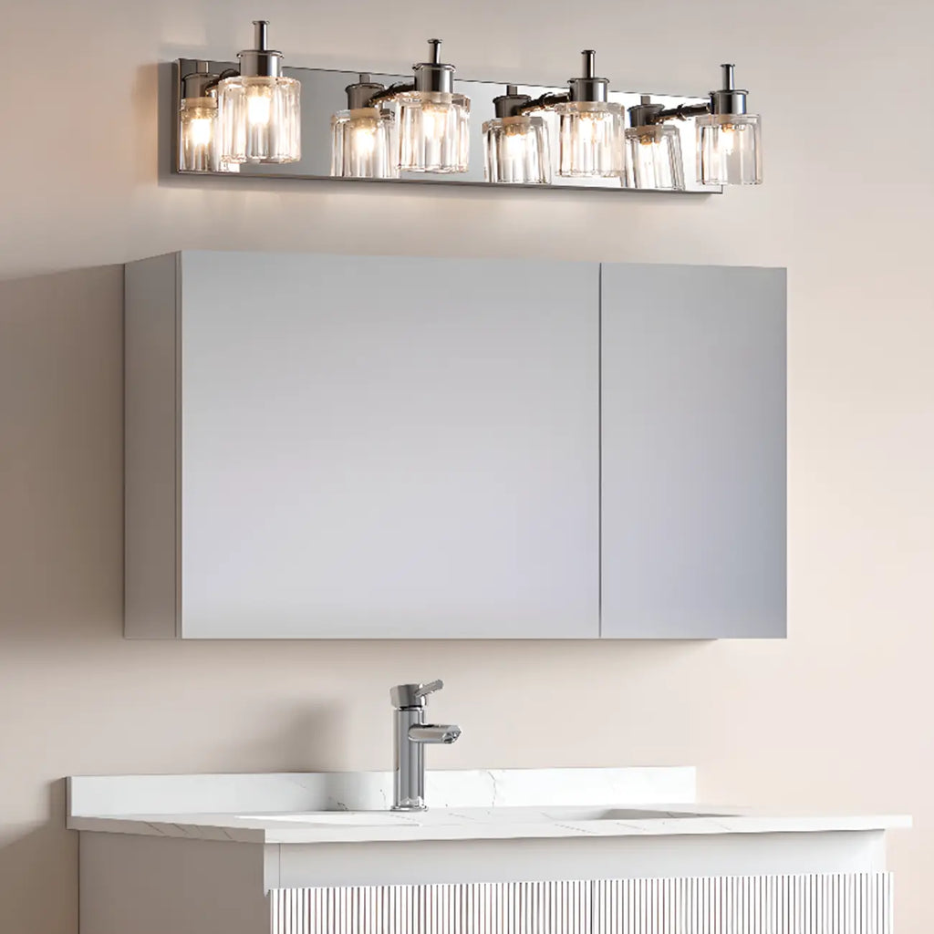 Applique murale de salle de bain vintage à 4 ampoules avec abat-jour en nickel brossé