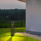 Borne lumineuse LED moderne en métal noir pour allée extérieure
