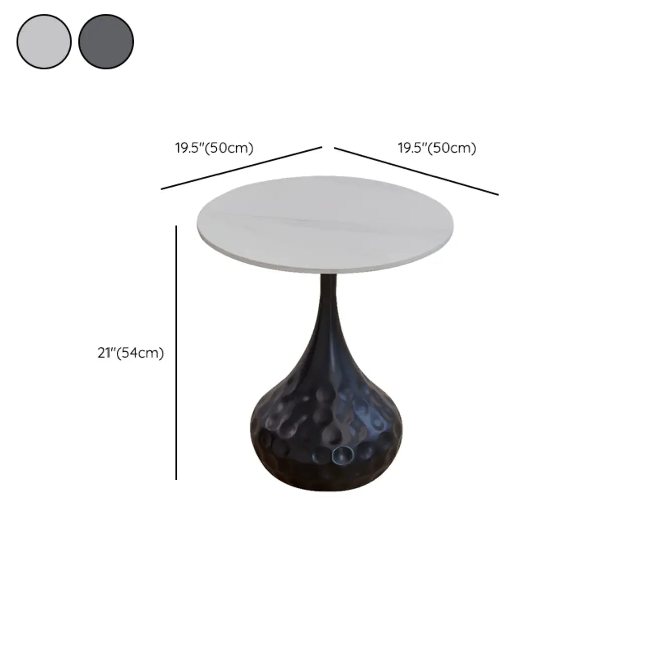 Table d'appoint ronde en marbre avec piédestal en métal pour salon