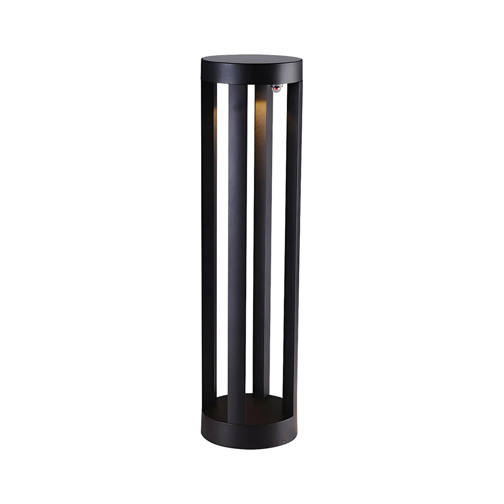 Borne lumineuse LED moderne en métal noir pour allée extérieure