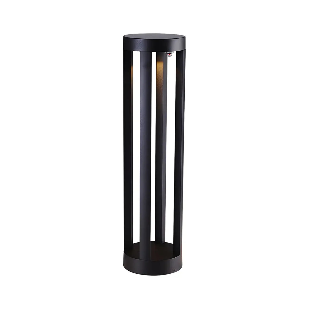 Borne lumineuse LED moderne en métal noir pour allée extérieure