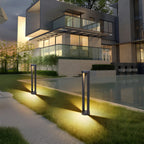 Borne lumineuse LED moderne en métal noir pour allée extérieure