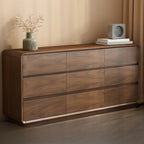 Commode double minimaliste en bois brun avec 9 tiroirs de rangement