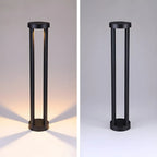 Borne lumineuse LED moderne en métal noir pour allée extérieure