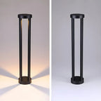Borne lumineuse LED moderne en métal noir pour allée extérieure